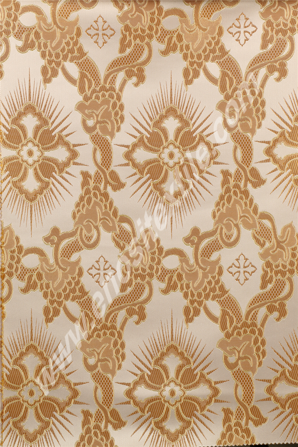 KL-003 White-Light Gold Brocade Fabrics